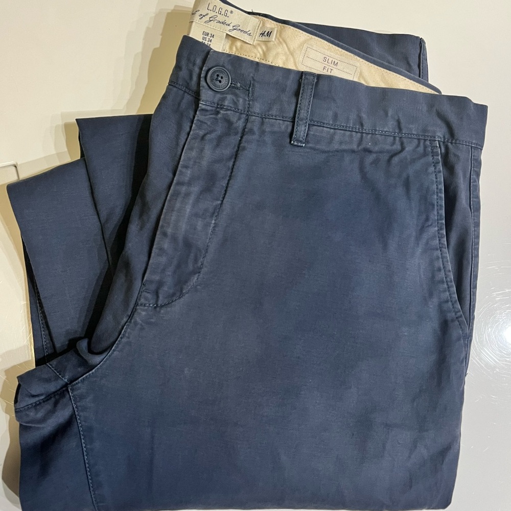 H&M navy blue chimós slim fit W 34